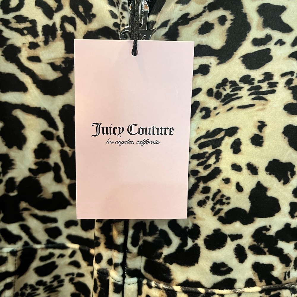 Juicy Couture Velour Tracksuit Set Leopard Women’s Sz XL Bling Flare Leg Y2K NWT - Picture 10 of 10